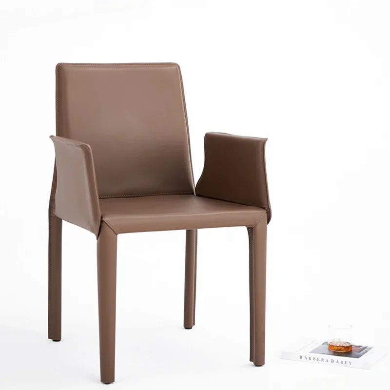 

Saddle Leather Nordic Dining Chair Minimalist Kitchen Dining Chair Modern Luxury Design Home Furniture Sillas De Comedor FYDC