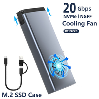 20Gbps SSD M2 NVME SATA Enclosure USBC 3.1 Dual Protocol M.2 SSD External Hard Drive Case With Cooling Fan Support M Key/B+M Key