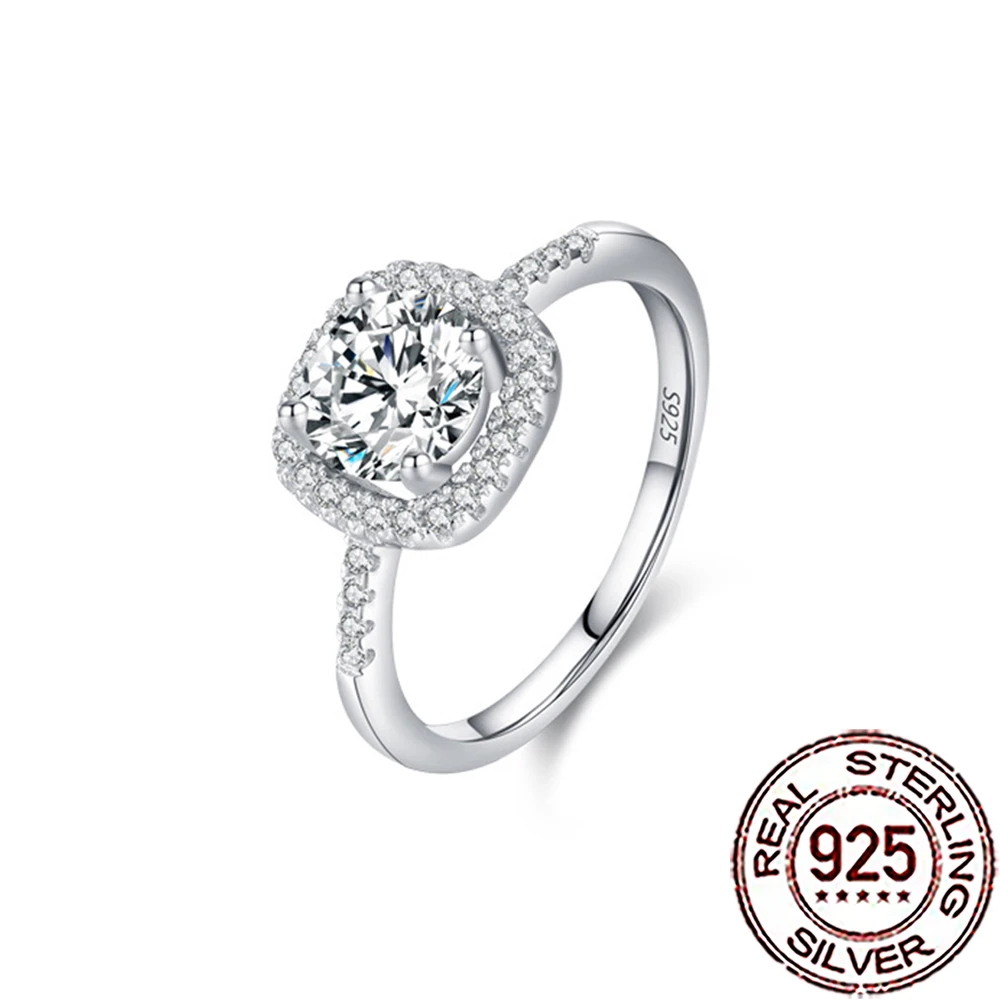 

CWWZircons 925 Sterling Silver Luxury Shiny 1CT Cubic Zirconia Paved Wedding Band Ring for Women Party Jewelry Accessories SR009