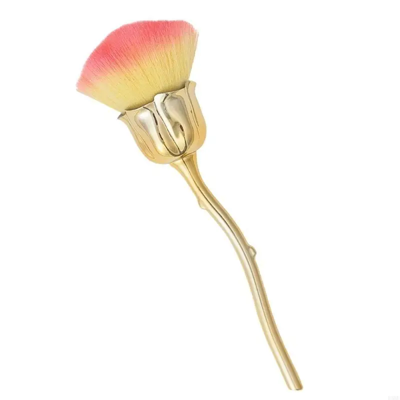 

D5BF Art Cleaner Brushes Elegant Rose Designs Long Handle Cleaning for Dust and Powder Removal on Nails