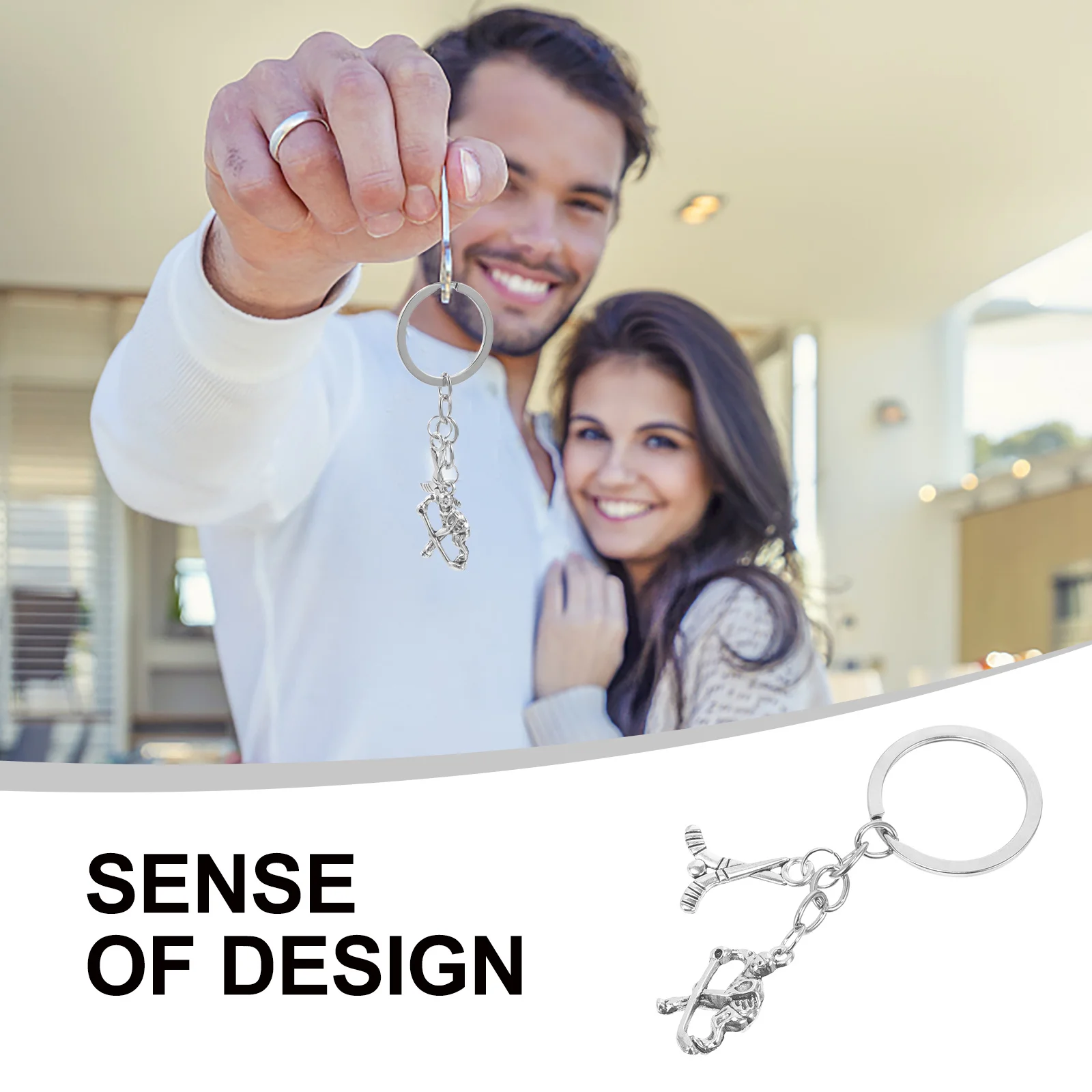 

Hockey Player Keychain Pendant Sports Themed Gift For Boys, Bag Decor, Travel Souvenir, Key Ring Accessories, Backpack Hanging