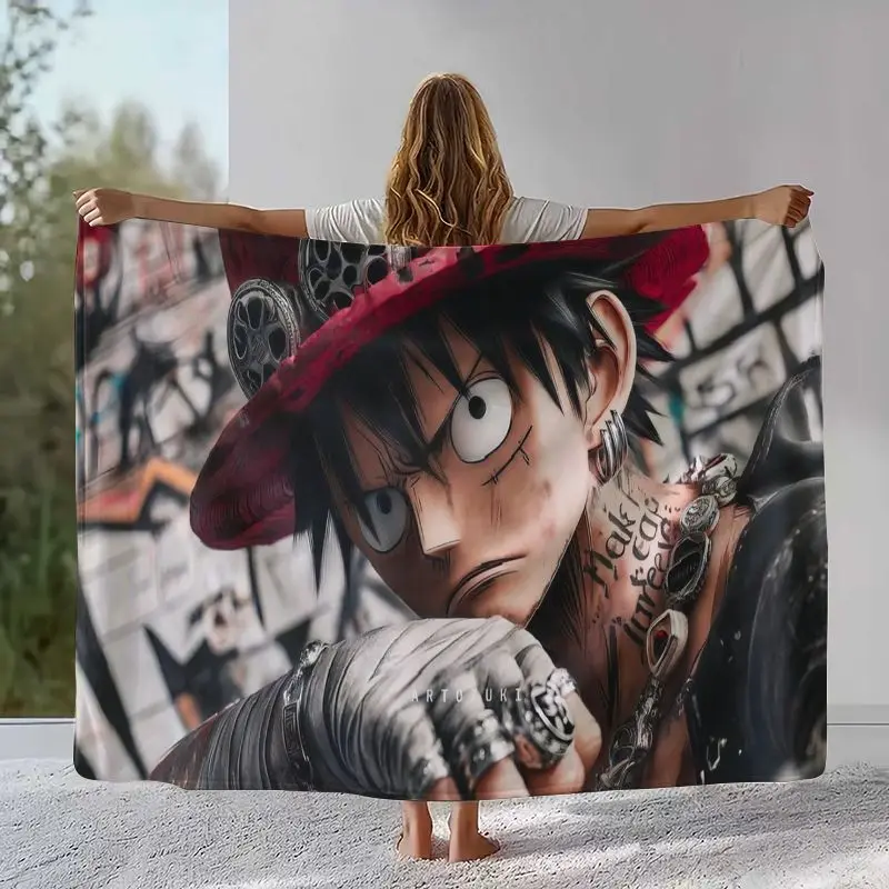Anime Zoro One P-Piece Straw Hat Pirates Soft Flannel Throw Blanket,Cozy Warm Blanket for Bed,Sofa,Living Room,Picnic,Camping