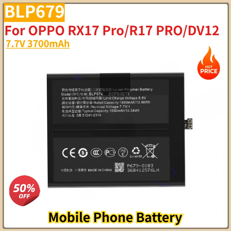 

Высококачественная аккумуляторная батарея BLP679 7.7V 3700mAh для OPPO RX17 Pro/R17 PRO/DV12, новая сменная батарея