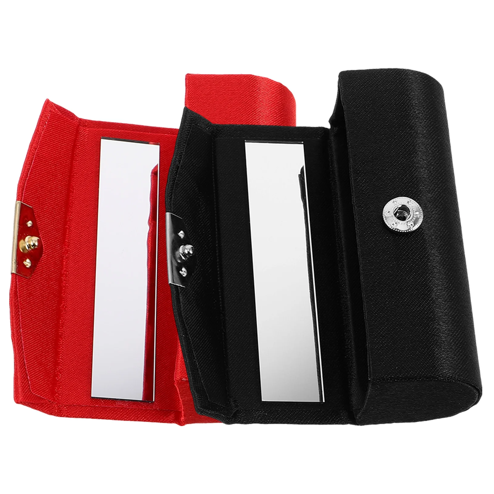 

2Pcs Red Vintage Silk Lipstick Case Compact Makeup Pouch with Mirror for Travel Daily Use Organizer Purse Essential