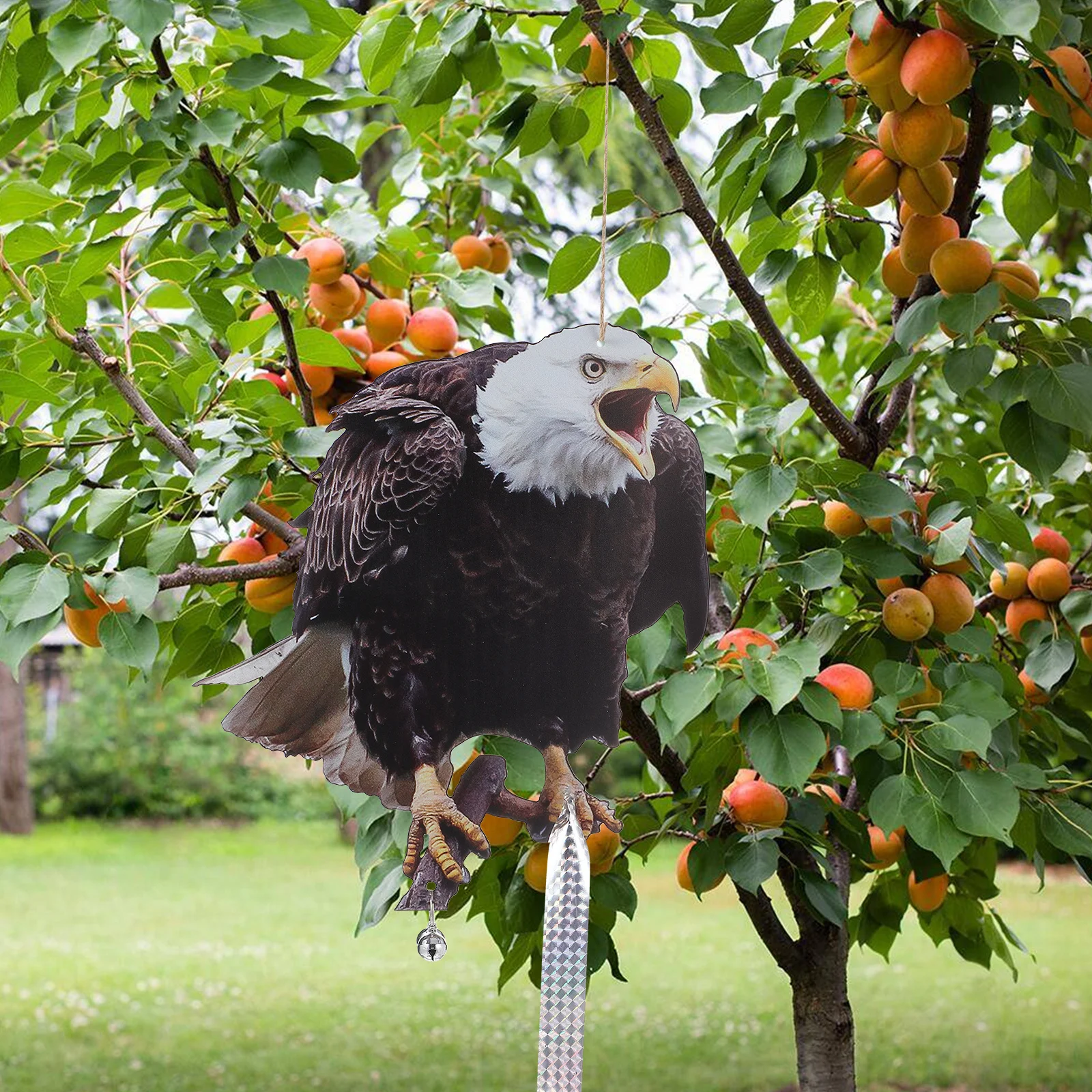 

1Set Owl Bird Deterrent Bell Hanging Ornament Garden Yard Hanging Rotating Outdoor Decorative Owl to Frighten Birds