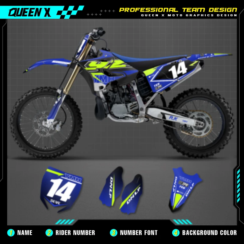 

QUEEN X MOTO Custom Team Graphics Backgrounds Decals For 3M Stickers Kit For YAMAHA 2015-2021 YZ125-250 2016-2021 YZ250X 021