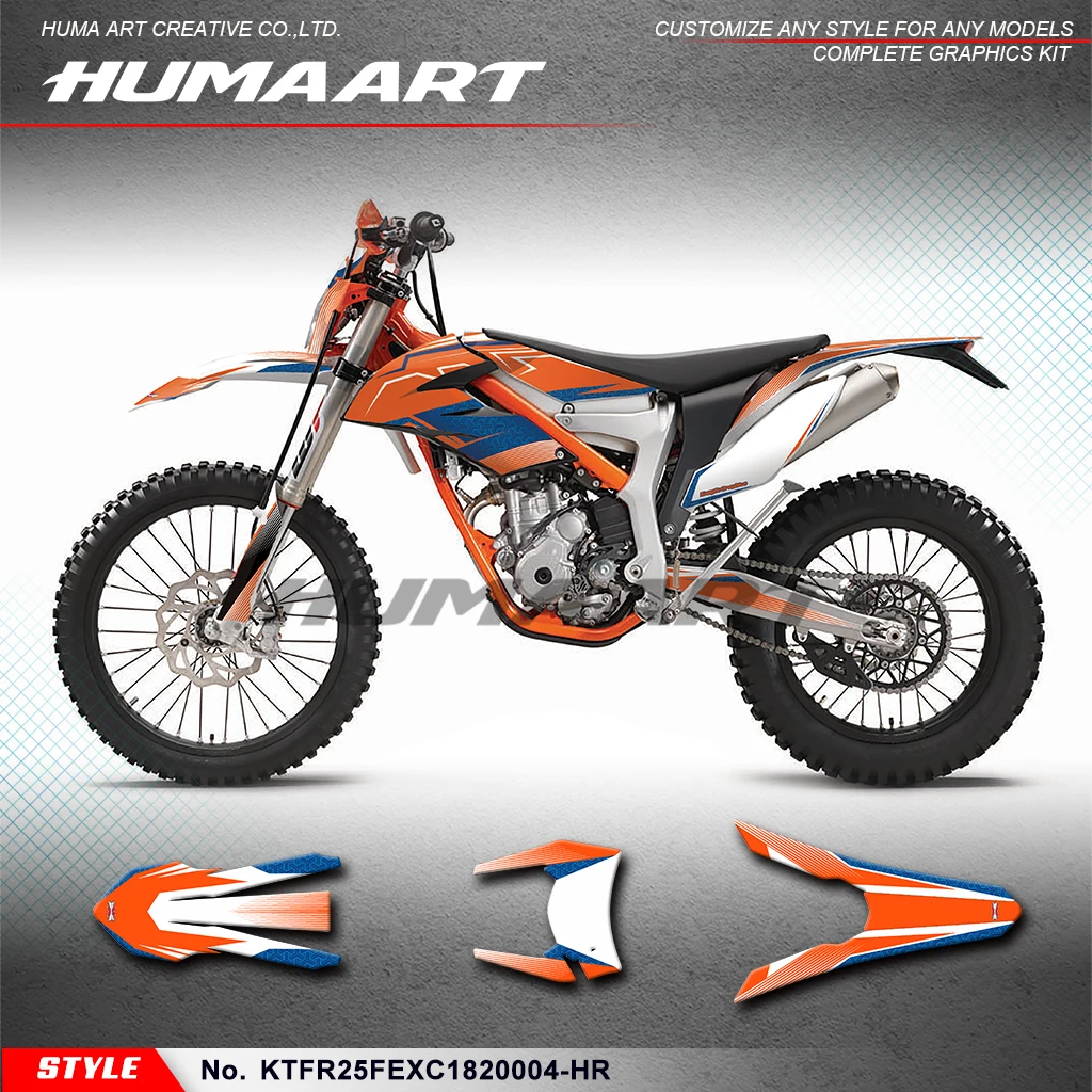 HUMAART Stickers Graphics Full Wraps Kit for KTM Freeride 250F E-XC 2018 2019 2020 2021 2022 2023, Orange Balck