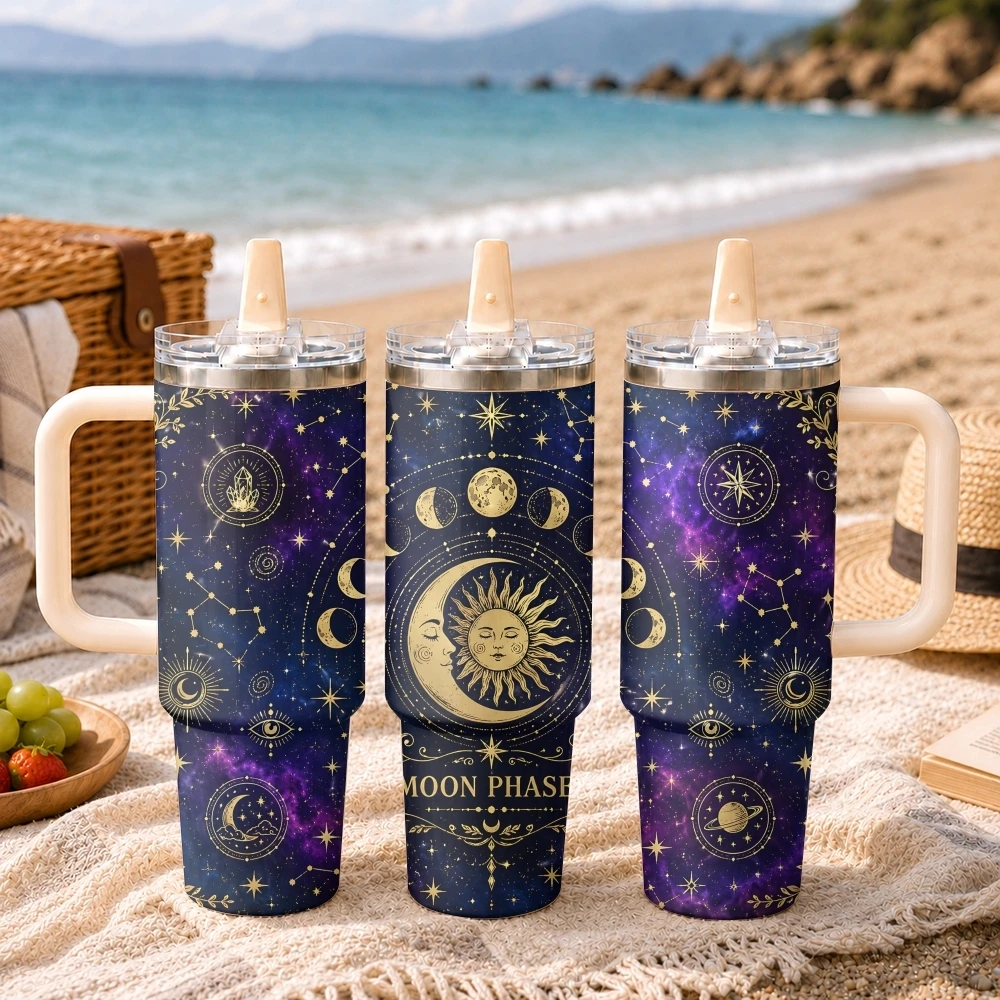 Esoteric Tarot Oracle Sun Moon Constellation Vacuum Flasks 40oz Thermal Tumbler Stainless Steel Insulated Water Portable Mug Cup