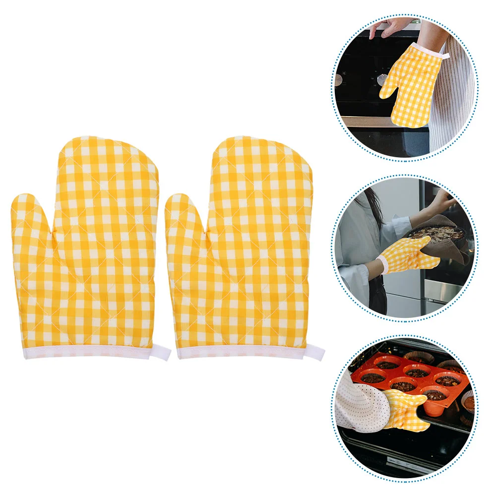 2 Pcs Oven Mitts Baking Gloves Heat Resistant Mittens Kids Thickened Insulated Kitchen Supply Polyester Resistance Child for