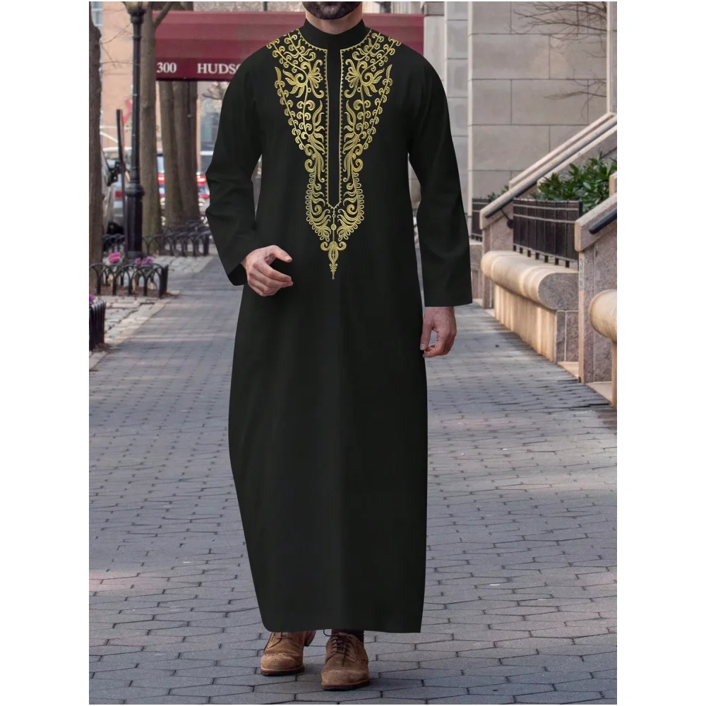 Muslim traditional men's robe, elegant and luxurious embroidered robe, casual festival Islamic men's robe