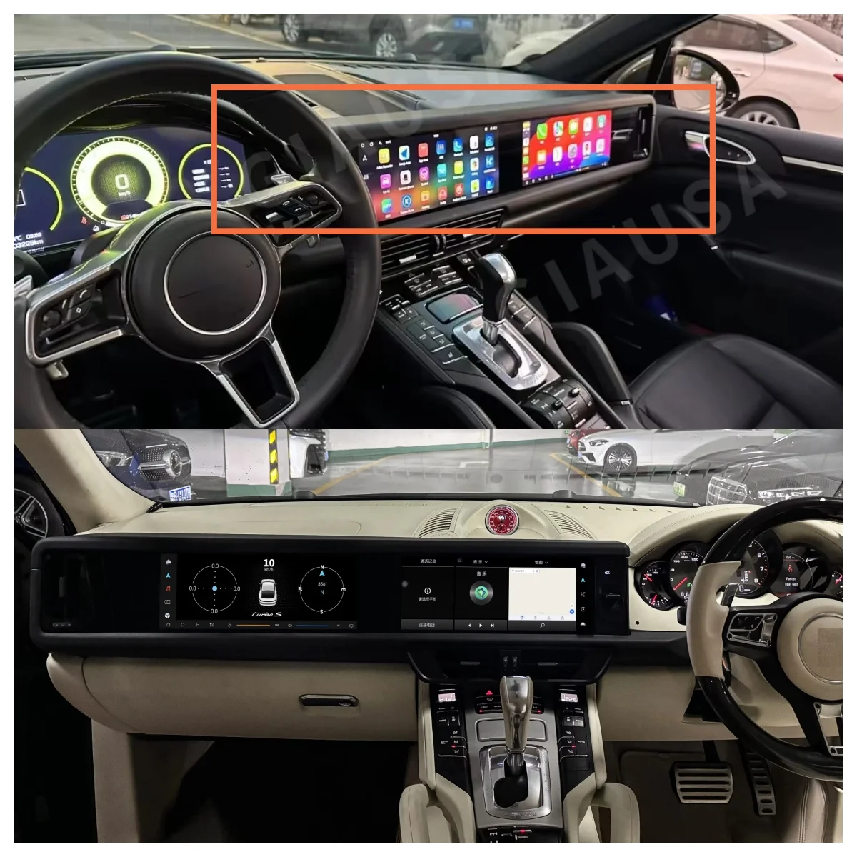 Android15 Auto For Porsche Cayenne 2010-2017 Dual Screen 12.3+12.3 Inch Car Radio Touch Multimedia GPS Navigation CarPlay Player