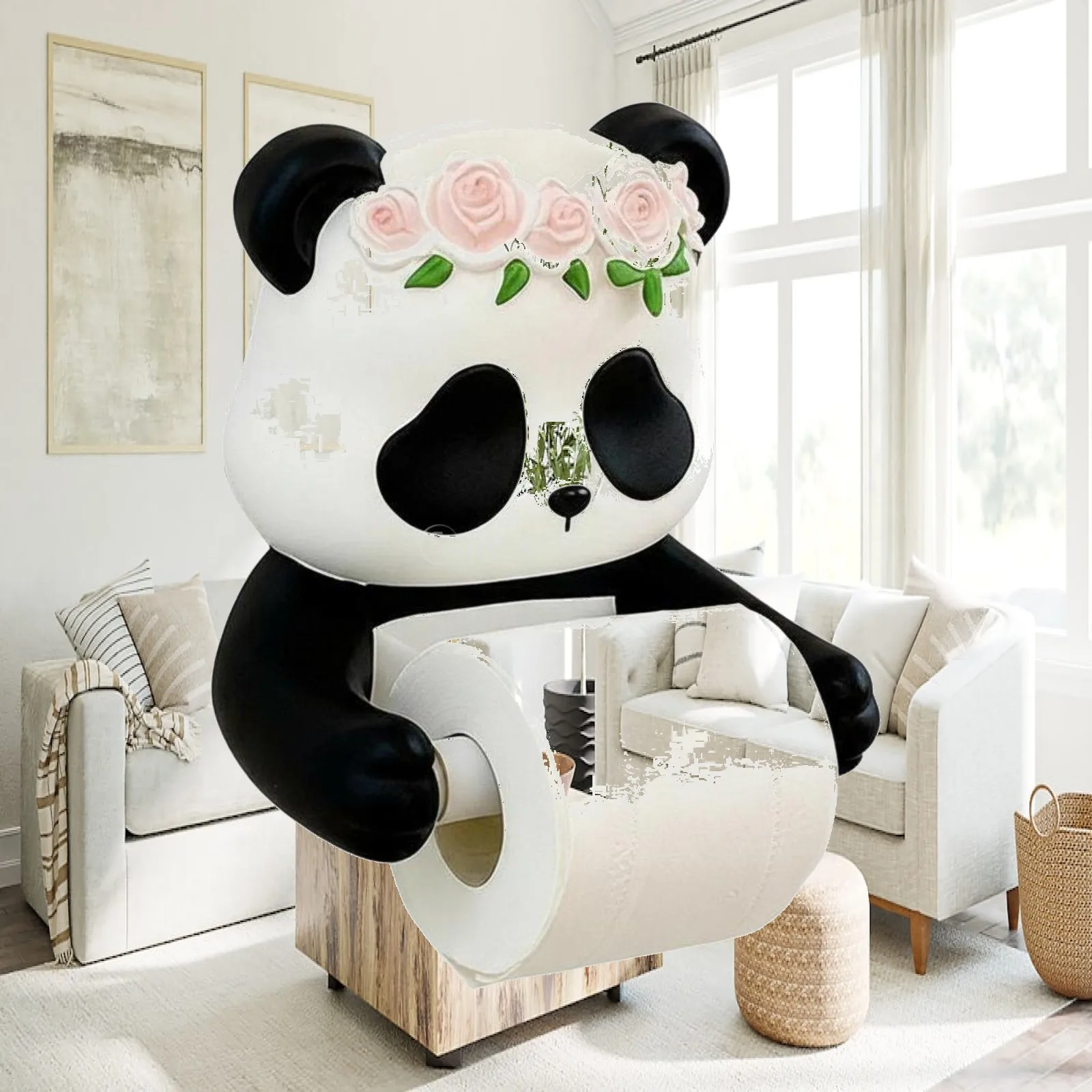 Panda Toilet Paper Holder Space Saving Cartoon Creature Tissue Rack
