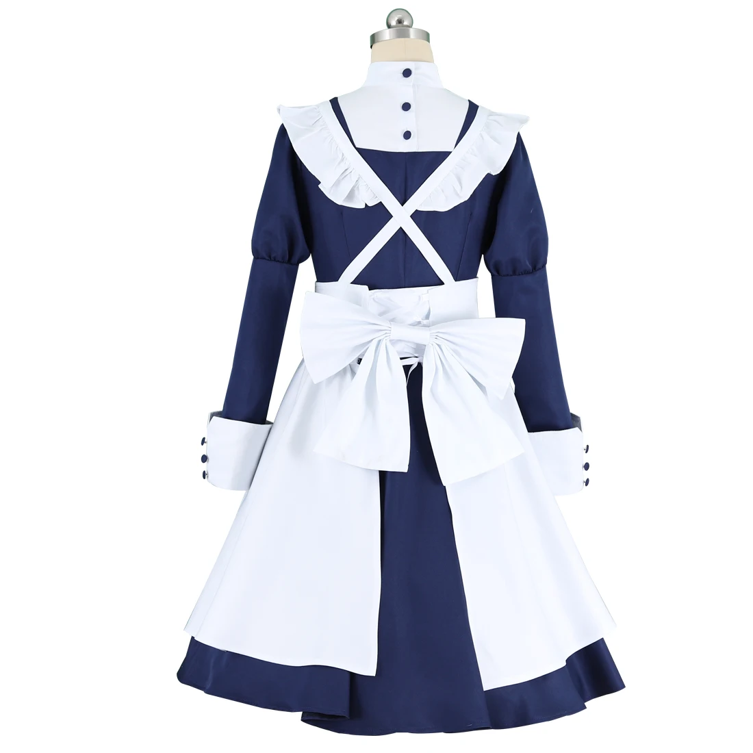 HOLRAN Women's Blue Maid Costume Black Butler Dress Mey Rin Cosplay Party Outfit - view 3