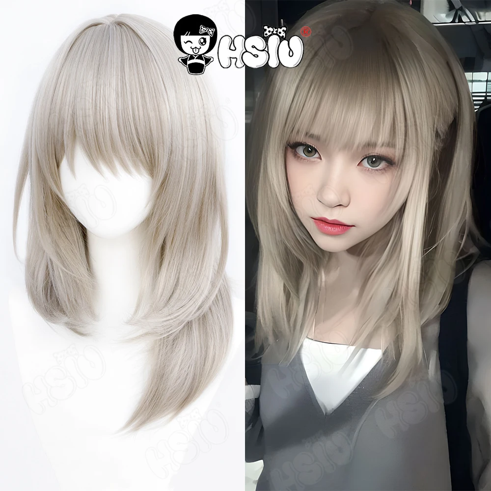 Kawaragi Momoka Cosplay Wig HSIU 50CM champagne gray long hair Heat Resistant Synthetic Wig Anime GIRLS BAND CRY Cosplay Wig