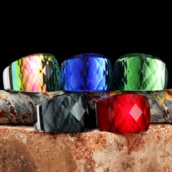 Multicolor Luxury Glass Crystal Men Rings Stainless Steel Punk Rock Bling Fashion Women Jewelry Accessories For Gift Wholesale