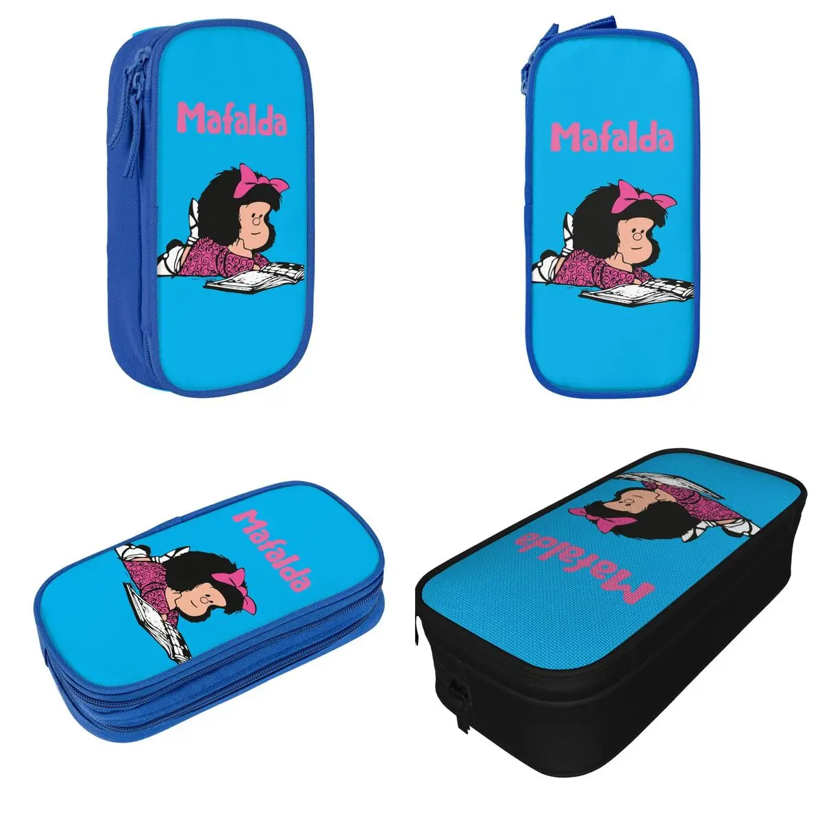 Imagem -02 - Cute Mafalda Amine Pencil Cases Cartoon Pen Holder para Estudante Bolsa de Grande Capacidade Material Escolar Papelaria Presentes