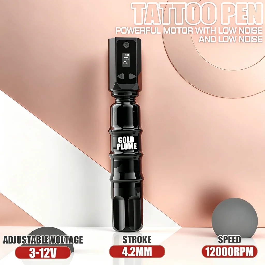 Wireless Rotary Tattoo Pen Machine Kit 1100Mah Integrated Power All in One Complete Tattoo Supplies Mixed Cartridge Needles Multicolor Tattoo Ink Practical Tattoo Tool Set for Beginners Professional Tattoo Practitioners