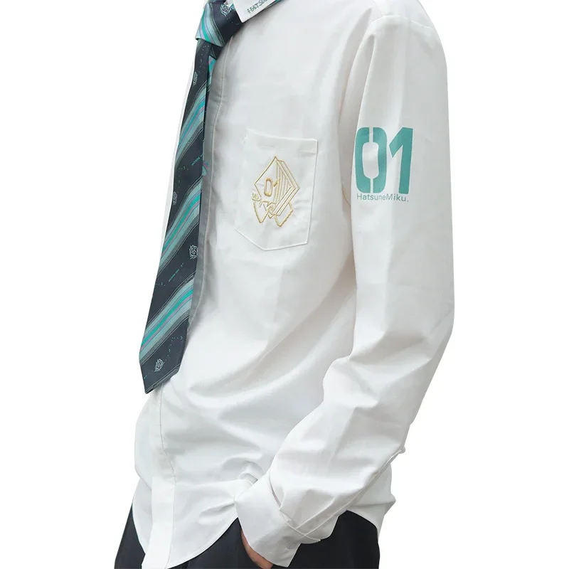 Anime Miku Cosplay DK Uniform Men White Shirt Japan School Student Full Sleeve Male Shirts Hatsune Costume Spring Autumn Clothes