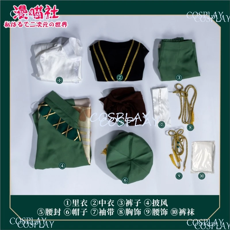 Genshin Impact Venti Cosplay Costume Wig Hat Full Set Costume Halloween Carnival Party Women Men Cosplay Suit view 6