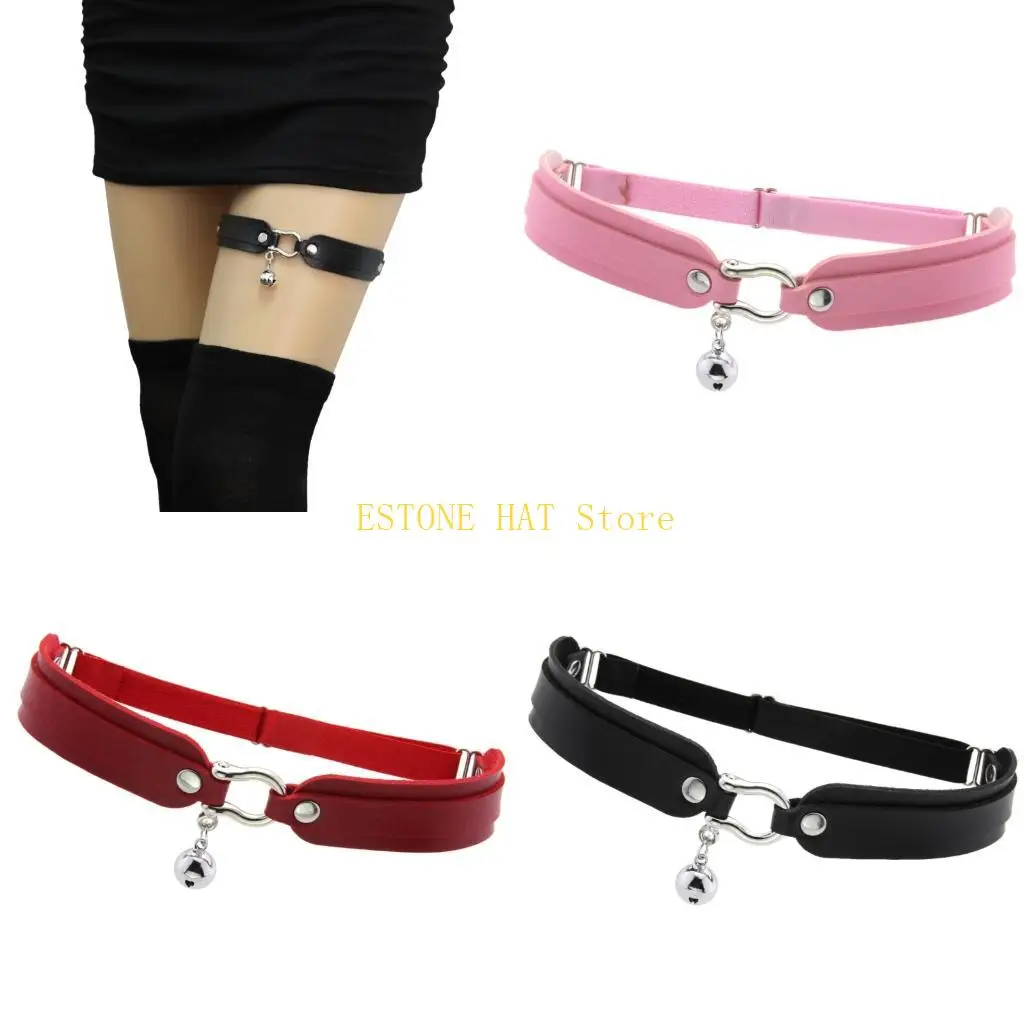 49mf-女性の太ももガーターベルト、調節可能なストッキングガーターパンクゴシックレッグハーネスベルト弾性レッグリングベルギフト付き