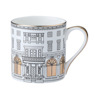 Golden Building Coffee Mug European Luxury Gold Painted Design Cups and Saucers Ceramics Dessert Plate for Kitchen Gift