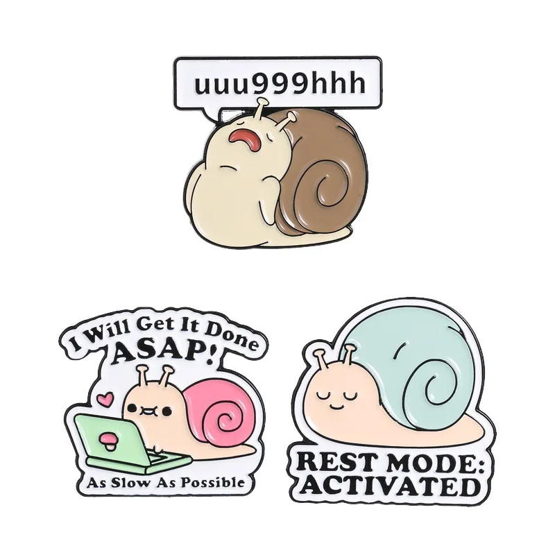 Humorous Sloth Snail Enamel Pin