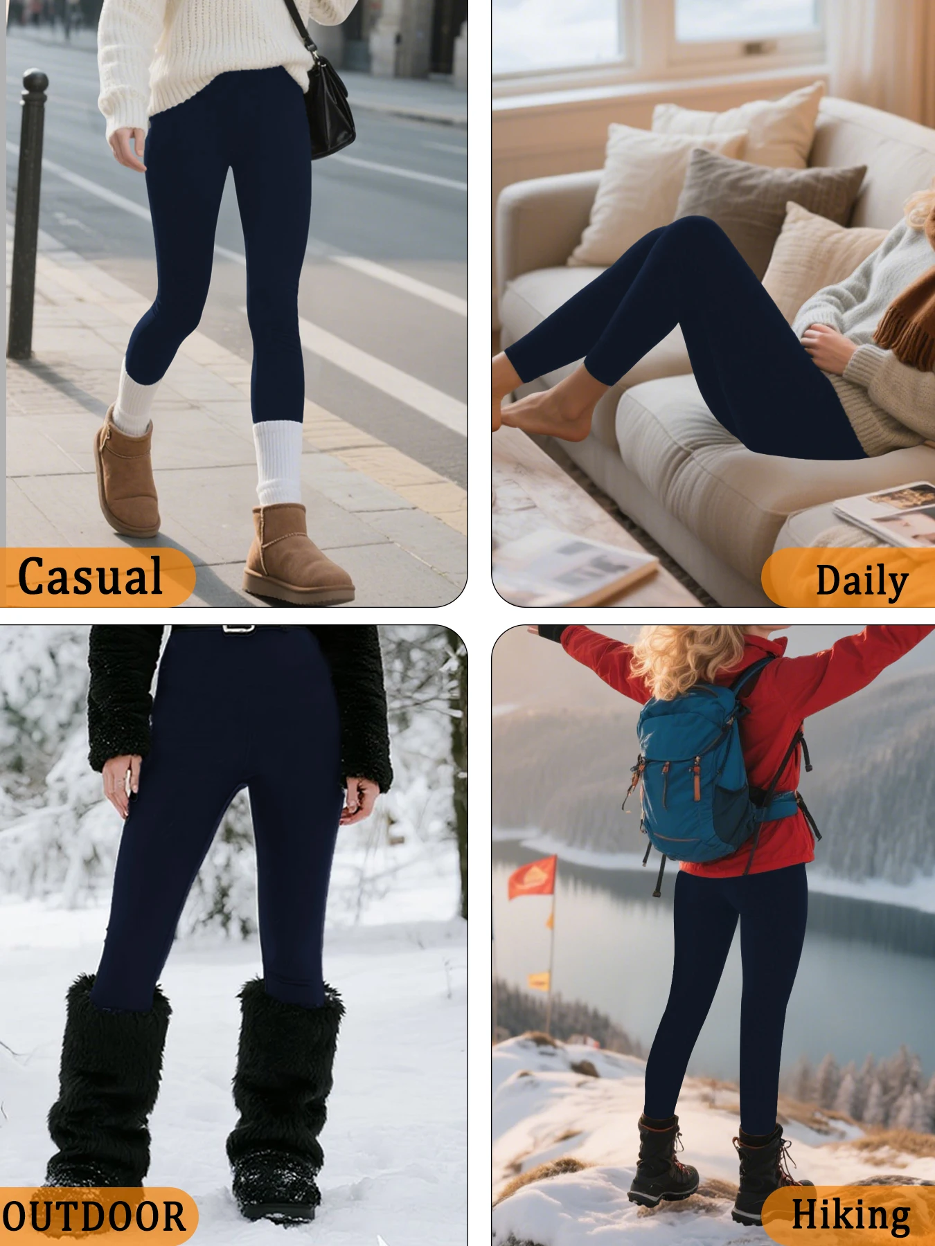 Damen-Winterleggings mit Thermo-Fleece-Innenseite. Perfekt zum Laufen, Yoga und bequem bleiben bei kalten Training