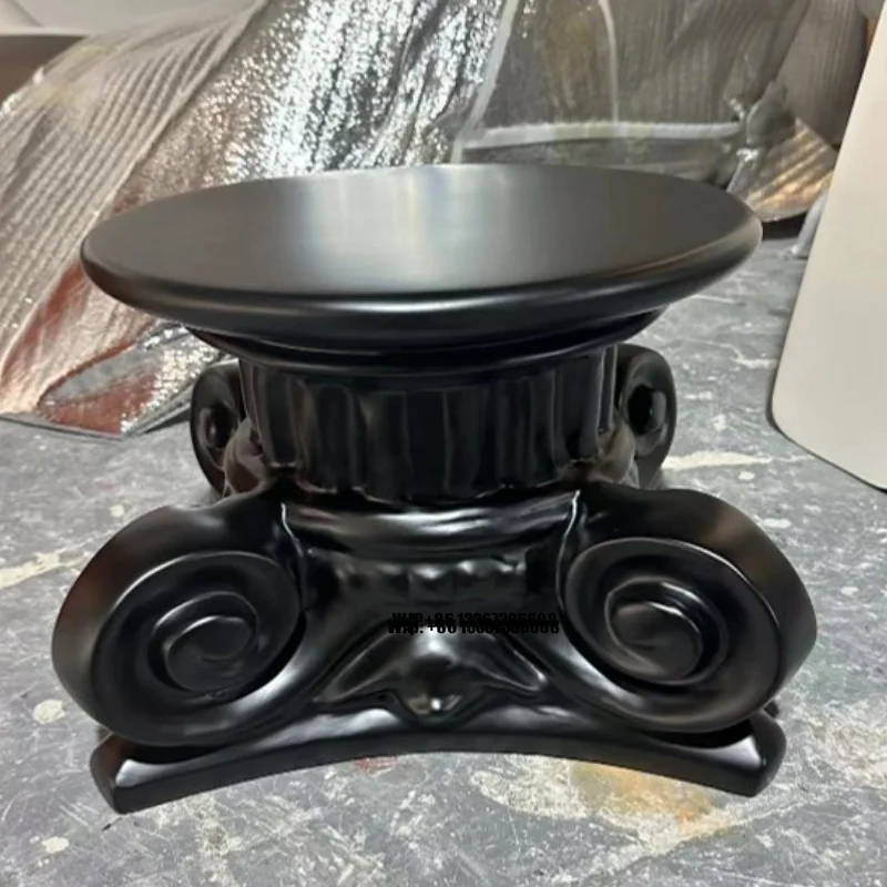 

Black Fiberglass Material Coffee Table Bedside Cabinet Handcrafted Sculpture Base for Luxurious Living Room Bedroom Accessory