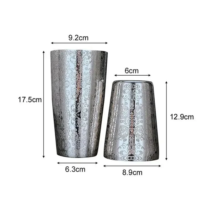 1Pc Boston Cocktail Shaker Creative Engraving Martini Bar Stainless Steel Flair Mixing Tin Set Party Tools