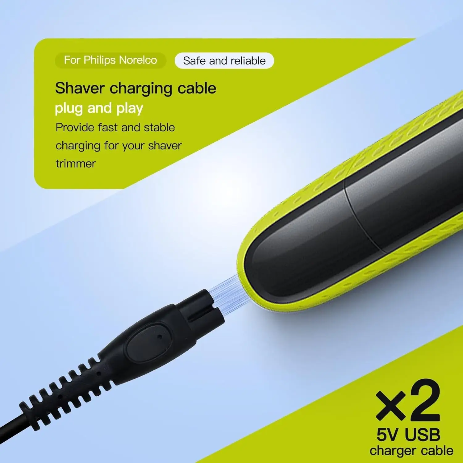 USB-шнур зарядного устройства LISI 5 В, совместимый с гибридной электробритвой электробритвой Philips One Blade QP2724 QP2834 QP1424 QP1324 QP1924 QP4631