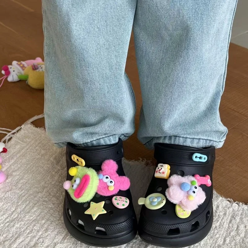 Jibbitz Charms Cartoon Sausage Mouth Big Eyes Shoe Decorations For Sandals Diy Funny Charms Compatible With All Clogs Party Gift