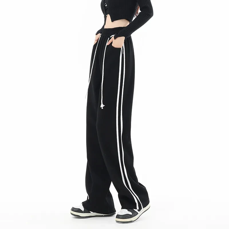 Y2K Student Casual Sweatpants Korean Fashion Striped Women Loose Wide Leg Pants Harajuku All Match Female Streetwear Trousers