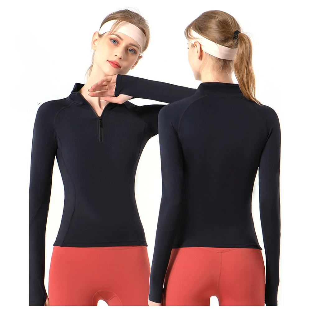 

Gym Running Fitness Sportwear Yoga Female Clothing Women's Long Sleeve Shirts Half Zipper Spring Autumn Tops