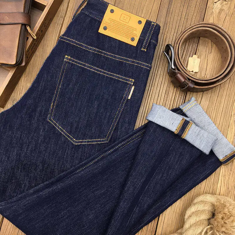 

Primary Color Jeans Men's High-End Quality Trendy Simple Versatile Korean Style Stretch Slim Fit Skinny Washed Long Pants