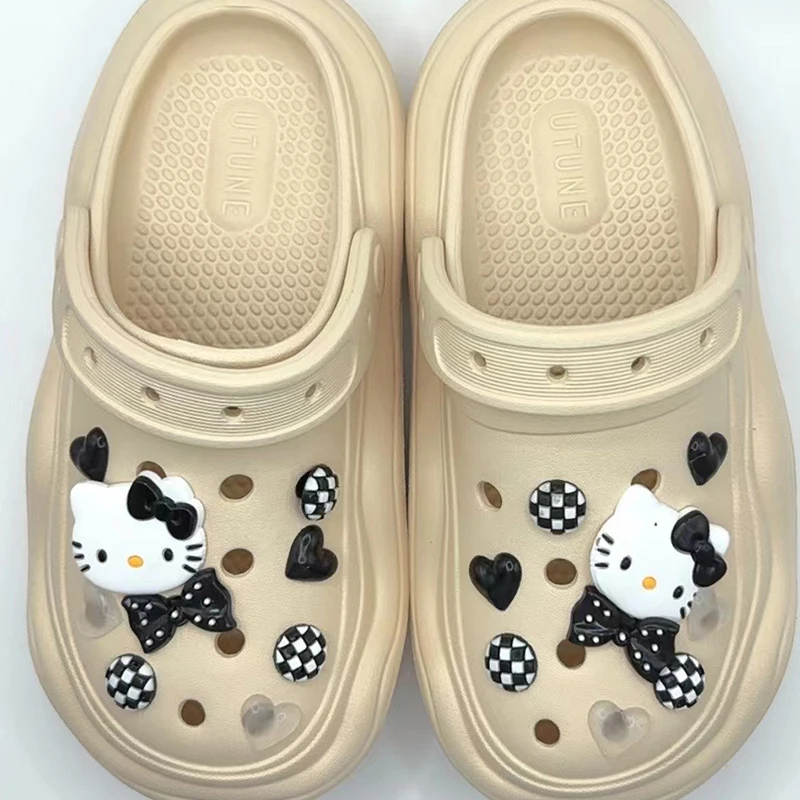 Zapatos de gato de dibujos animados en 3D, zuecos, sandalias, decoraciones de zapatos de jardín, juego de dijes, accesorios, regalos para niños