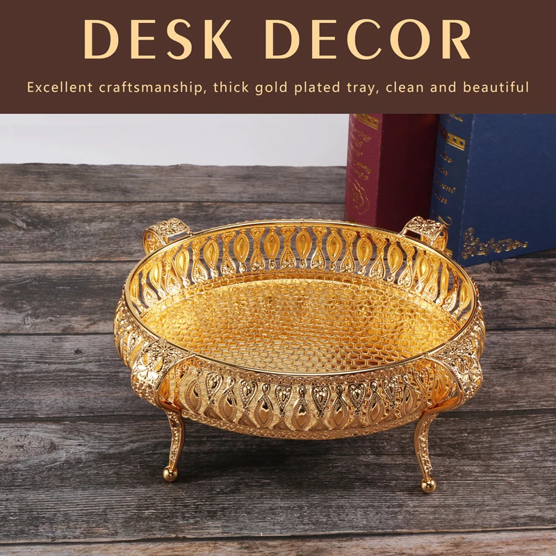 Поднос для домашней еды, винтажная тарелка с фруктами, стол, железная коробка для хранения закусок, овальный поднос, золотая корзина с фруктами, декор стола
