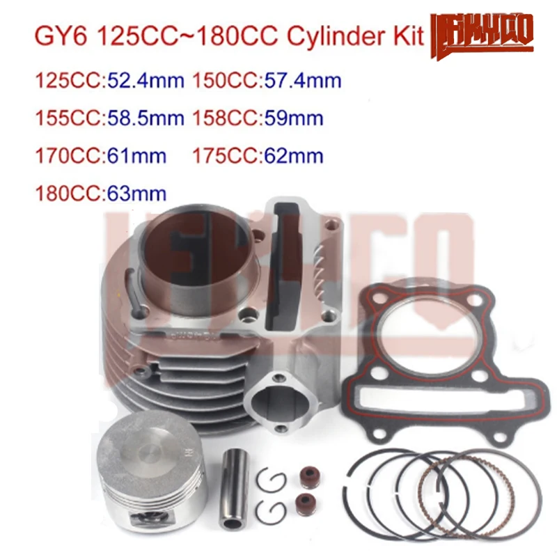 For GY6 125CC 150CC 155CC 170CC 175CC 180CC Cylinder Kit Gasket Piston Tool 52.4mm-63mm Motorcycle Scooter ATV UTV Engine Parts