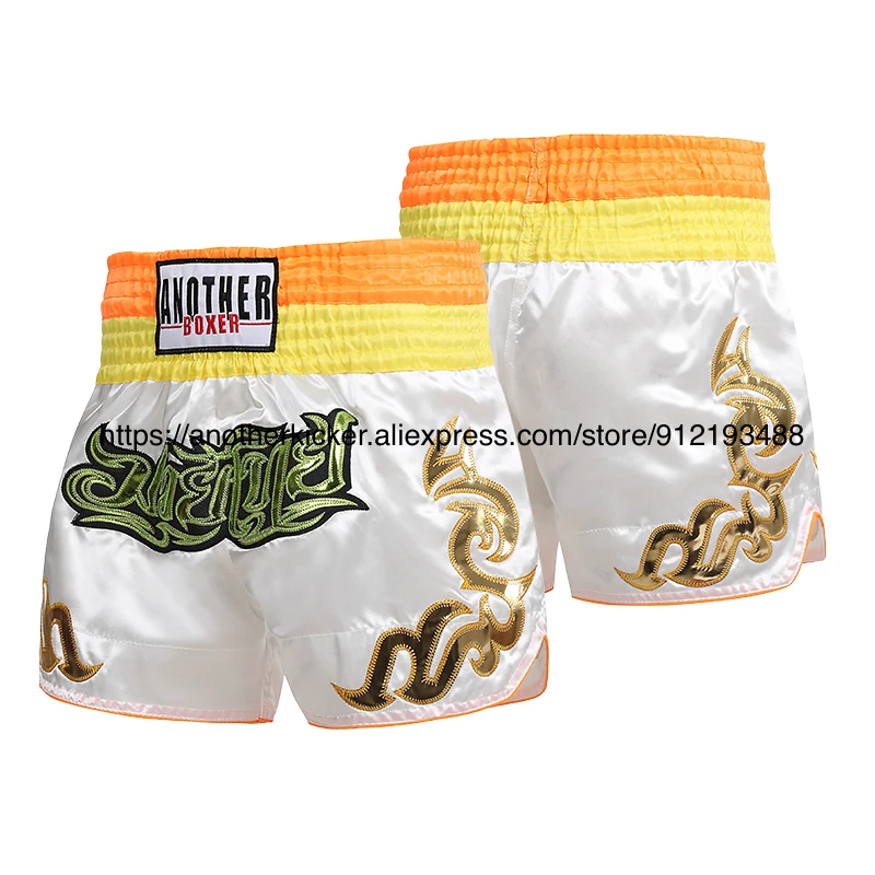 Men's Muay Thai Shorts Women Child Boxing Pants Green Grappling Martial Arts MMA Training Clothing Satin Fight Kickboxing Short