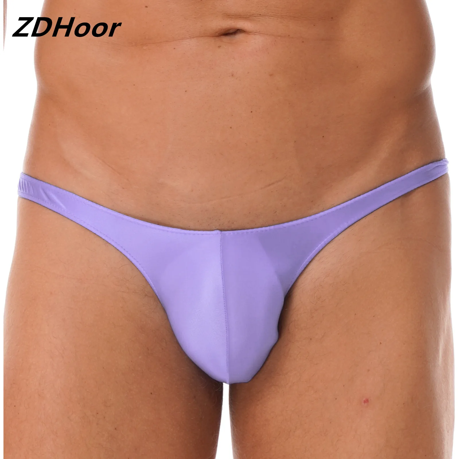 

Mens Glossy Bulge Pouch Thongs Underwear Solid Color Low Waist Briefs Underpants Swimwear