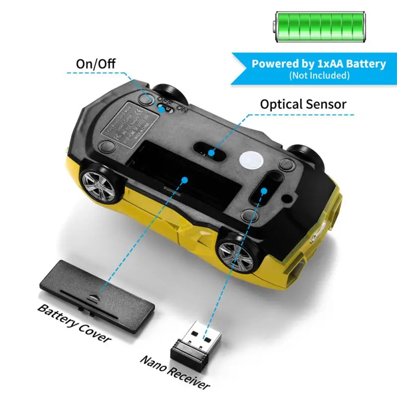 Computer Accessories Four-way Roller 6 Months Standby Time Sports Car Shape Streamed Beauty Humanized Design Wireless Mouse Red