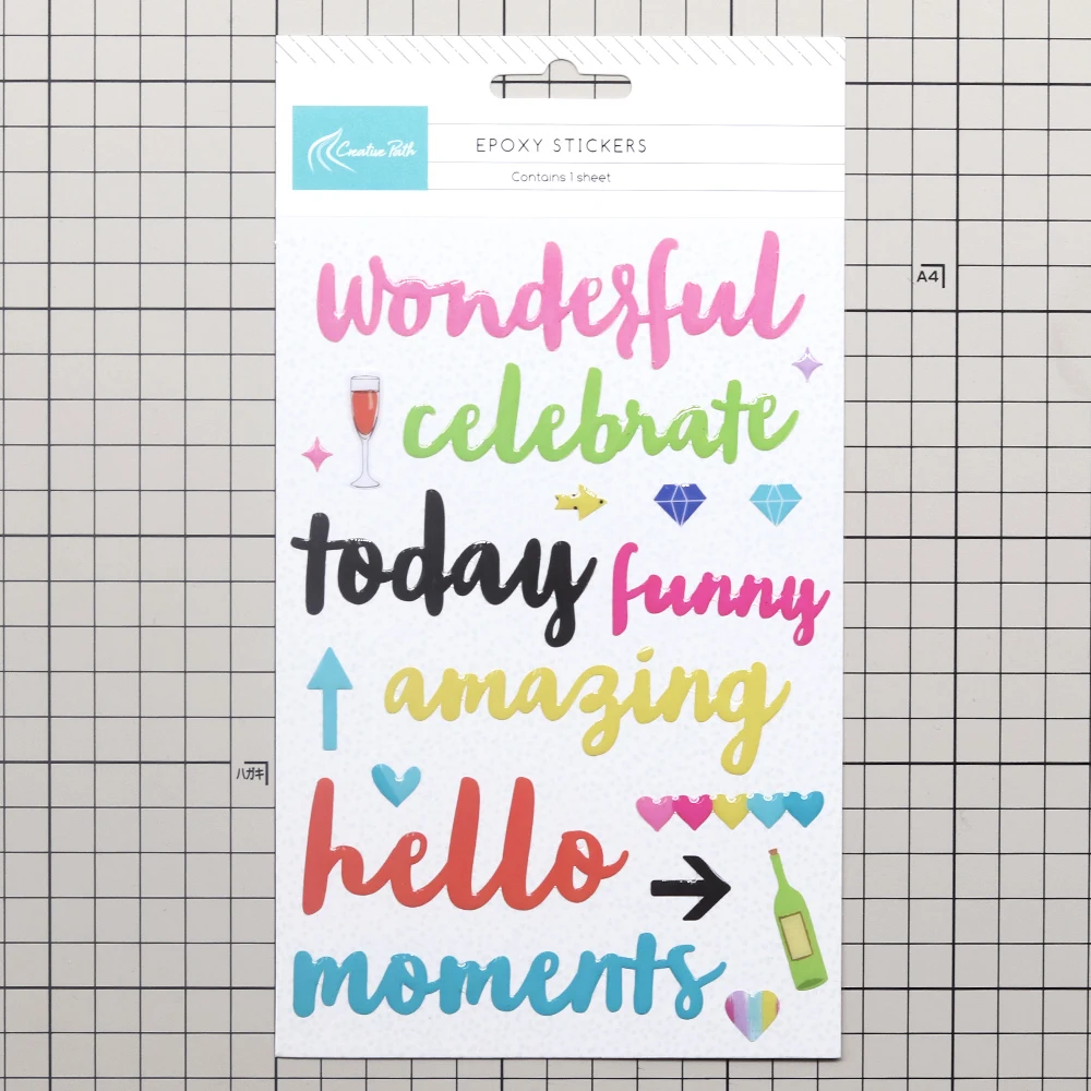 Creatieve Path gekleurde epoxyhars stickers voor scrapbooking, prachtige stickers met woorden voor bijzondere momenten, voor journaling, planner en knutselen