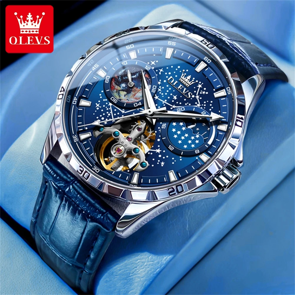 OLEVS Blue Starry Sky Automatic Watch for Men