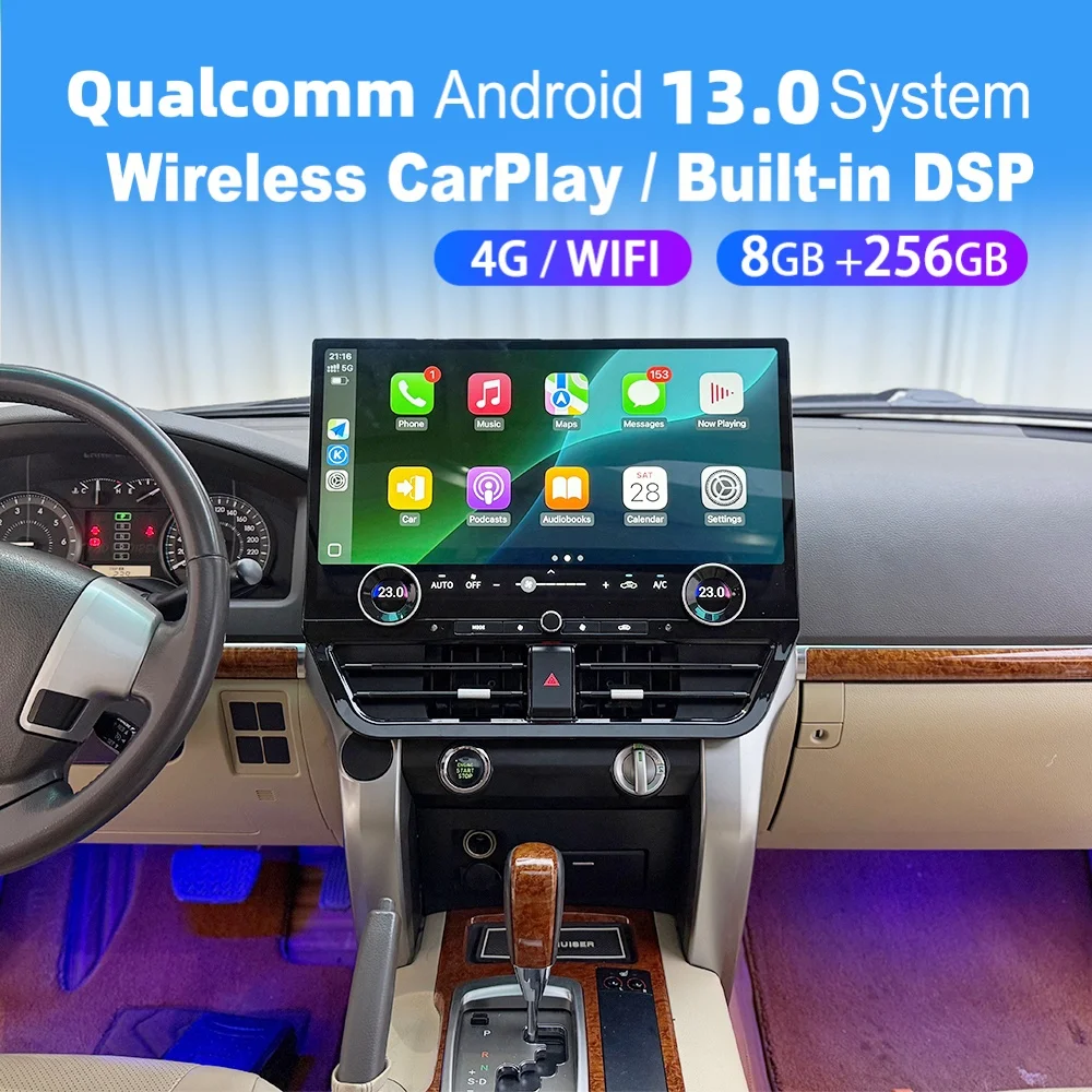 

19.8'' Qualcomm 8 core For Toyota Land Cruiser LC200 2008~2021 Car Radio Multimedia Player Android 11 Auto GPS Navi Carplay Head