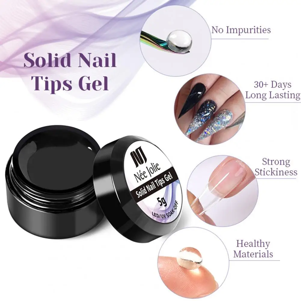 5g Non-irritating Nail Adhesive Glue  No-Flowing Clear Nail Tips Adhesive  Nails Art Fake Extension Tips