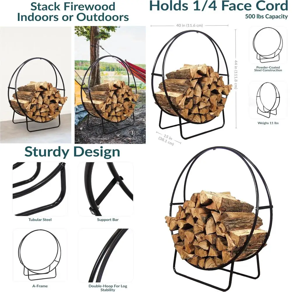 

Уличная стальная подставка для дров (40 шт.) - Круглый трубчатый держатель для использования в помещении, грузоподъемность 500 фунтов