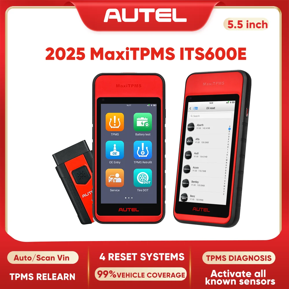 2025 Autel MaxiTPMS ITS600E TPMS OBD2 Relearn Programming Tool MaxiTPMS TBE200 Tire Tread Depth Brake Disc Wear Detector