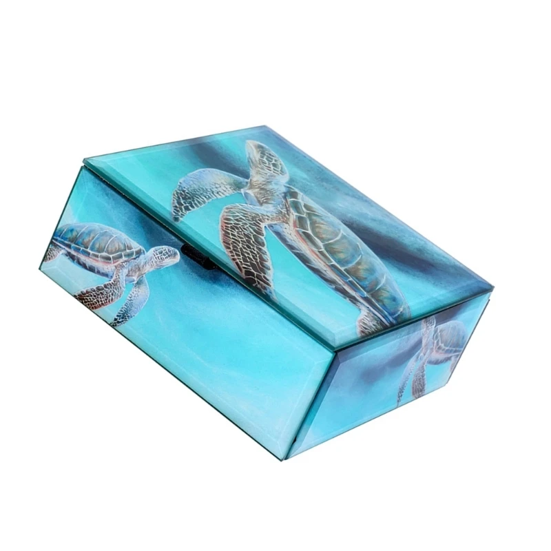 Sturdy Lined Turtles Glass Jewellery Case Portable Organizers for Women