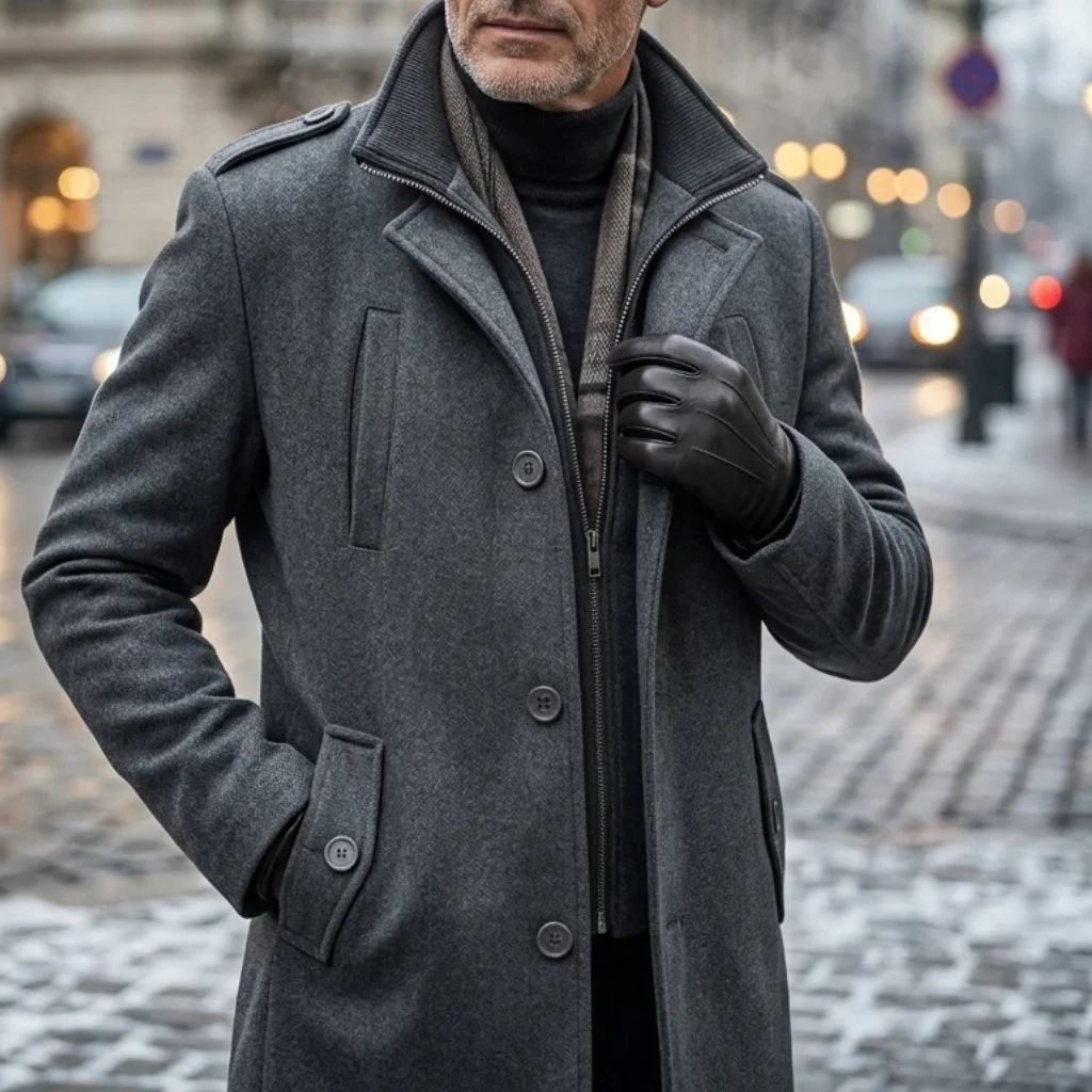 New Men's Autumn/Winter Trench Coat - Double-Layered with Multi-Pockets | Practical Streetwear & Business Casual Jacket Mans