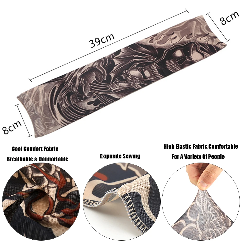 1 pz New Flower Arm Tattoo Sleeves Seamless Outdoor Riding protezione solare manicotti protezione solare Uv scaldamuscoli per uomo donna