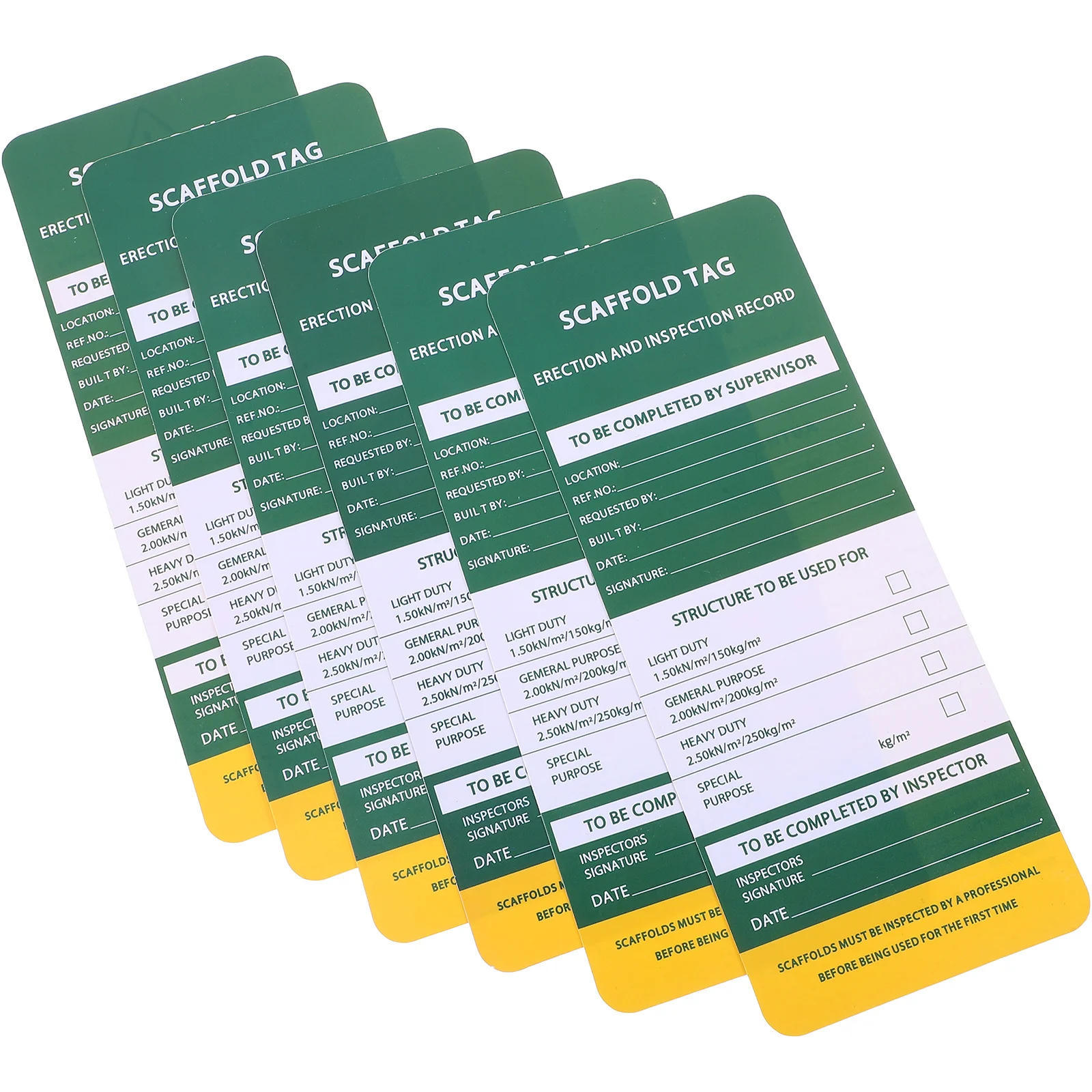 6Pcs Safety Inspection Scaffold Tags PVC Writable Surface Industrial Label Tags Scaffold Safety Management Industrial Tag Sets